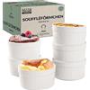 Chefarone® Soufflé forme da forno - Ciotole di ceramica per Creme Brulee per cottura e presentazione - Ciotola refrattaria da 200 ml - Set da 6 pezzi bianchi (9x4,5CM)