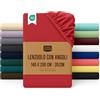 Utopia Bedding Lenzuolo con Angoli Una Piazza e Mezza Francese - 140x200cm - Rosso - Microfibra di Poliestere Spazzolato - Lenzuolo sotto con Angoli Elasticizzato