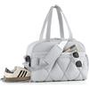 Lekespring Borsone da Viaggio Puffer per Donna Uomo, Borsa Palestra con Scomparto Scarpe e Borsa Bagnata in PVC, Borsoni Bagaglio a Mano, Borse Tracolla Leggero per Ospedale Weekend Sportiva, Grigio