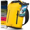 Nordlight Dry Bag Sacca Impermeabile + Custodia per Cellulare + Chiusura Arrotolabile, Tracolla | Zaino Impermeabile Sacca Stagna Borsa | Spiaggia, Canoa, SUP, Immersioni - Giallo, 20 Litri