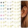 LOLIAS 24 Paia Orecchini Oro Acciaio Chirurgico Donna Orecchio CZ Opal Pietra di Luna Turchese Palla Stella Cuore Perla Fiore Piccoli Set Orecchini Oro Donna Piercing Helix Conch Orecchio Trago