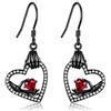 URONE Orecchini a forma di teschio in argento Sterling con scheletro a forma di cuore, orecchini gotici, idea regalo per donne e ragazze, Argento sterling, Nessuna pietra preziosa