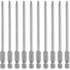 QUARKZMAN 10Pz Punte Cacciavite Esagonale con Estremità Sferica 3mm (H3.0) 1/4 Gambo Esagonale 100mm (4) Lungo Inserti per Avvitatore Magnetiche Testa Sferica Acciaio S2 Grado Metrica