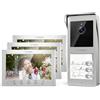 TMEZON Videocitofono 2 Fili Trifamiliare Citofoni con 3 Monitor TFT a Colori 7 pollici e Campanello esterno con telecamera Visione Notturna,Audio Bidirezionale,T30 per 3 Famiglie/Appartamenti