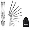 WOMGF 12cm Trapano Mano con 14 Pezzi Mini Twist Bits 0.5mm-3mm Argento Grande Trapani a Mano per Modellismo