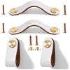 Yuaaoh Maniglie in Pelle per Mobili 4 Pezzi - Pomelli per Armadio, Cassettiera, Armadietti, Cassetti, Comodino - 13,8cm Bianco Crema