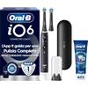 Oral-B iO 6 Spazzolino Elettrico, 2 Testine, Custodia, Dentifricio, Nero | 2 Testine di Ricambio per Spazzolino Elettrico, Ricaricabile, Custodia + 1 Dentifricio Advanced Prevenzione Tartaro