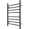 KWW Scaldasalviette telecomandato per bagno, timer 1-9 ore e temperatura regolabile, indicatore LED, stendibiancheria da parete in acciaio inox con ripiano superiore (nero opaco, 7 bar)