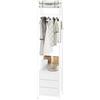 YMYNY Appendiabiti da Terra, Appendiabiti con 3 Cassetti, Multifunzionale Stand Appendiabiti Autoportante, Portabiti da Ingresso,per Corridoio, Camera da Letto, Soggiorno 39×29×179CM Bianco HGR001W