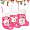 BSITSSS 3 PCS Mini Calze Natalizie da Appendere, 17x9cm Piccoli Calze di Natale, Rosa Personalizzate Calza Befana Vuota, Candy Sacchetti Regalo per Albero di Natale Decorazione
