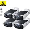Baseus Security S1 Lite Telecamera esterna wireless Telecamera di sicurezza solare a 4 telecamere Clarity 2K con alimentazione 135 ° Telecamera Wi-Fi FOV IP67 da 512 GB