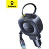 Baseus 45W Caricabatteria da auto Doppio caricatore per telefono da auto a ricarica rapida Cavo retrattile incorporato per tablet Samsung iPhone Xiaomi HUAWEI