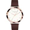 LIEBESKIND BERLIN donna orologio da polso - Rundes Gehäuse con gemustertem Acetat-Topring - Lederarmband - Schlichtes Ziffernblatt - Elegante Quarzuhr - Braun e Oro rosa