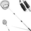 Relaxdays, Nero-Argento, Guadino da Pesca, Asta Telescopica 60-130 cm, Pieghevole, Leggero, Stabile, Rete D: 36 cm, Unisex Adulto, 1 pz