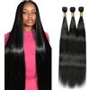 Weeybay Straight Human Hair Bundles Capelli Veri Tessitura #1B Black Color Capelli Naturali Umani Donna Human Hair Extensions Double Weft Weave 50g/Piece 30 32 34 Inch