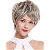 WIG ME UP - IRIS-859T Parrucca Donna Corta Folta Volume Liscia Biondo chiaro Grigio argento Mèches