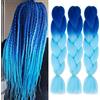 PORSMEER Extension parrucche, accessori Treccie Africane, da 24, 3 pezzi Ombre Kanekalon Jumbo Treccia Capelli Per Crochet Twist, per Intrecciare I Capelli, Blu scuro/Azzurro