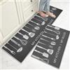 Hoimlm Set di 2 tappetini da cucina antiscivolo, set di tappetini da cucina, con adesivi scorrevoli per bagno/soggiorno, corridoio, antiscivolo, impermeabili e facili da pulire (Style J, 40 x 60 + 40