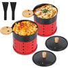 ipow Set di 2 mini raclette, forno per raclette, rivestimento antiaderente per candeline, raclette, mini raclettes, raclette con raschietto e coperchio, rosso