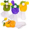 MIJOMA Set di 4 ventole a mano a forma di frutta, 7 x 13,5 cm, ventilatore senza corrente da viaggio, arancione, uva, ananas, kiwi