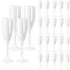 jiawaggag Set di 24 tazze di champagne riutilizzabili in vetro a piede bianco indistruttibile flute champagne acrilico flute champagne bicchiere per matrimonio feste di compleanno campeggio piscina
