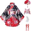 CRFASIBE 5 Pezzi Set Kimono per Bambina, Abito Ispirato allo Giapponese Yukata con Maschera, Ventaglio, Calzini e Fermagli per Capelli, Ideale per Eventi Culturali e Carnevale (150cm)