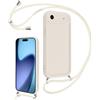 Coalbooliy Cover per iPhone 17 Air 6,5 con Cordino per Cellulare, Custodia Silicone con Regolabile Collana Sottile Morbida Case Protezione della fotocamera Antiurto con Necklace, Bianco