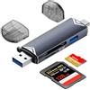 Vinmooog Lettore di schede SD, adattatore 3-in-1 Hi-Speed USB C e USB 2.0 Micro SD Card Reader OTG per MMC/TF/SDXC/SDHC/Micro SDXC, compatibile con iPhone 16 Pro Max/16/15 telefoni cellulari, computer, ecc.