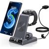 ZenGoose Stazione di ricarica wireless 3 in 1 per Samsung Galaxy S23 Ultra, supporto di ricarica compatibile con iPhone 14 Pro Max/Z Fold 4, caricabatterie per orologio per Galaxy Watch 5 Pro/4/3, Buds/Air-Pod