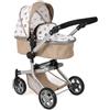 Bayer Chic 2000 - Passeggino per bambole Mika, passeggino combinato 2 in 1 per bambini dai 4 agli 8 anni, passeggino per bambole fino a 52 cm, orsetti beige