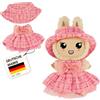 Heless Monster Styles 7514 - Abito da Bambola in Bouclé con Cappello da Pescatore in Rosa, con Motivo a Quadri e Fiocco, Set Kawaii per Mostri Taglia 15 cm
