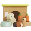 Le Toy Van Gioco educativo coniglio e criceti giocattolo in legno, 3 anni, 5 pezzi, animali domestici adatti alla casa delle bambole con cuccia e accessori, Montessori, certificato FSC