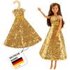 Heless Time2Shine 8330 - Abito in Paillettes per Bambole Goldstar, con Paillettes lucenti in Oro, per Bambole Fashion di Taglia 29 cm