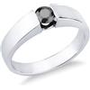 Gioielli di Valenza Anello solitario uomo in oro bianco 750 con diamante nero, 0.45 ct