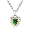 GAVU Collana Solitario da Donna, Collana da Donna con Cuore Verde Smeraldo Pietra Natale di Maggio