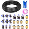 HUAZIZ Tubo pneumatico HUAZIZ PU da 20m, tubo pneumatico in poliuretano nero, tubo flessibile per aria compressa, con 21connettori pneumatici, attacchi rapidi ad aria compressa, esterno 6mmxinterno 4mm