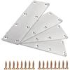 TopHomer 4 piastre piatte con viti, 140 x 50 x 2 mm, in acciaio inox, 8 fori, per mobili in legno e metallo