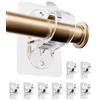WEKIWGOT Ganci per Tende Senza Bucare, Ganci Adesivi per Tende con Viti - Staffa/Supporto per Barre per Tende per Bagno, Cucina, Soggiorno, Camera da Letto (Trasparente 8 Pezzi)