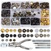 Hossom 140 pcs Bottoni Automatici a Pressione, Bottoni in Metallo con Punch Pinze e 4 Pezzi Installare Gli Strumenti, Bottoni Automatici per Vestiti, Jeans, Borse (6 Colori, 12.5mm)