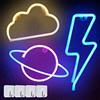 panthem Neon Insegna al Neon, 3 Fulmine Pianeta Nuvola Insegna Alimentazione USB Batteria Neon Sign Light Luce da letto Bar Per la Camera da Letto Kids Room Party Festive Decor Luci di Natale del Bar