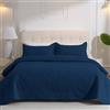 DUJUIKE Copriletto Matrimoniale, Copriletto 170x210cm Set Da Tre Pezzi, Con 2 Federe 50x75 cm, Trapunta Goffrata Multifunzionale, Può Essere Utilizzato Come Lenzuolo Per Divano (Blu Navy)