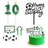 WOKICOR Candela compleanno numero 10 con decorazioni torta calcio, Candeline verde glitter con topper Happy Birthday, Kit festa calcio bambino 10 anni pronto da usare