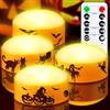 Yakpo Confezione da 4 luci a LED a forma di zucca di Halloween, con telecomando e timer, funzionamento a batteria, senza fiamma, senza fiamma, luce arancione elettrica per esterni, per decorazioni di