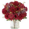 MEIVINES 2 pezzi Fiori Artificiali Fiori Finti per Decorazioni Bouquet Fiori Rose Artificiali di Seta per matrimonio casa centrotavola partito cimitero tomba decorazione (Borgogna, 2PCS)