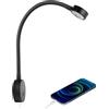 acegoo Lampada da Lettura 12V da Parete LED Luce da Lettura Dimmerabile Collo di Cigno Flessibile DC 24V Comodino con Interruttore Dimmer e Caricatore USB per Barca Camper Cabina Roulotte (Nero)
