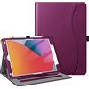 Fintie - Custodia per iPad 9a/8a/7a generazione (2021/20/19) da 10,2 pollici, con protezione degli angoli, visualizzazione multi-angolo, tasca e portapenne, supporta lo spegnimento automatico, viola
