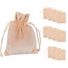 Idena 90426 - Sacchetto in Tessuto 10 x 13 cm Circa, 12 Pezzi, Sacchetto di Velluto Beige, Sacchetto Regalo con Cordoncino