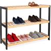 Relaxdays Scarpiera Relaxdays, HxLxP: 55 x 70 x 26 cm, bambù, 3 Ripiani, 9 Paia di Scarpe, stendi-Scarpe, Naturale/Nero