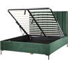 Beliani Letto Matrimoniale con Contenitore in Velluto 160 x 200 cm Verde Scuro
