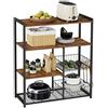 VASAGLE Scaffale per Microonde con 2 Cesti, Scaffale da Cucina con Bordi, Ripiani e Ganci, 80 x 35 x 95 cm, Stile Traditional basic, Marrone Vintage e Nero Opaco KKS96X